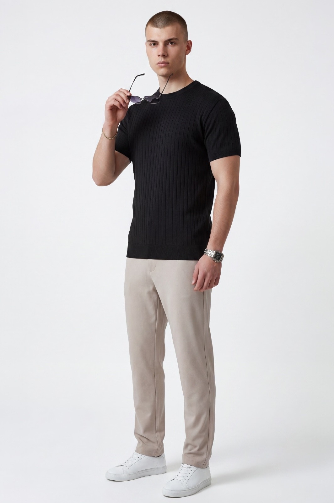 T-SHIRT PREMIUM RIBBED - ΜΑΥΡΟ - Ανδρικά